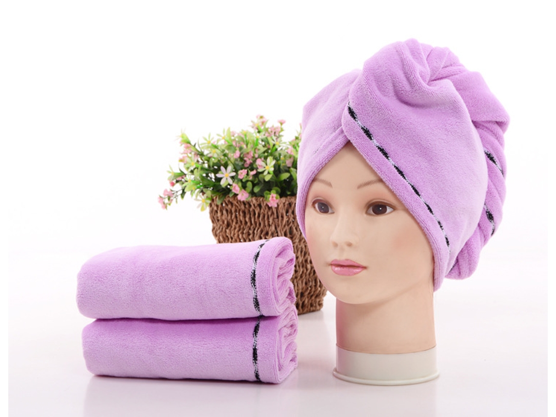 Pacote Com 3 Toalhas De Microfibra (roxa) Para Cabelo, Superabsorventes