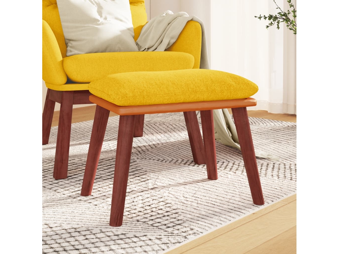 Vidaxl Apoio Pés 45x29,5x35cm Tecido/couro Artificial Amarelo Mostarda
