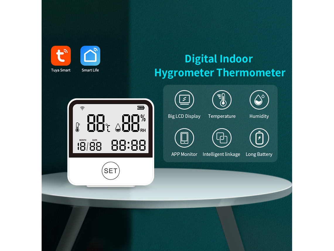2026 monitor de Temperatura e Umidade Wifi Sensor Inteligente com Tela Lcd Higrómetro Termômetro Digital Interior