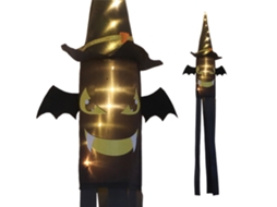 Decoração De Halloween Com Esqueleto, Abóbora E Morcego Iluminado