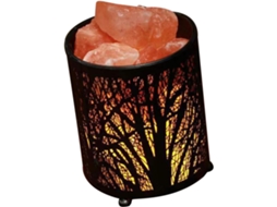 Elegante Luminária Cilíndrica Decorativa de Sal com Base de Ferro Preta, Luz Ambiente para Escritório e SFUSHOS