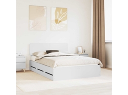 Vidaxl Estrutura Da Cama Branco 140 X 190 Cm Madeira Engenheirada