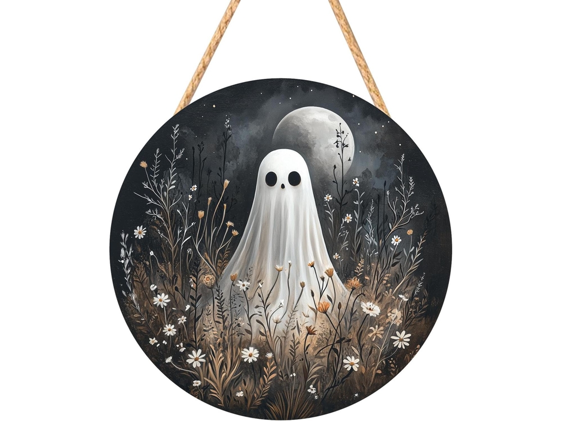 Placa De Halloween Para Porta De Entrada, Artesanato Assustador Redondo Em 2d |