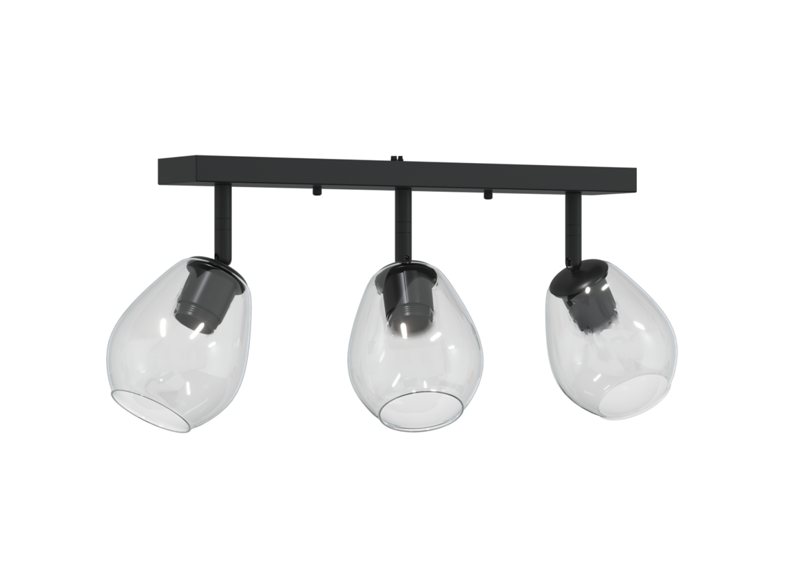 Luzes De Teto Com Abajur De Vidro Ajustável Vidaxl Black Metal (54x13x26 Cm)