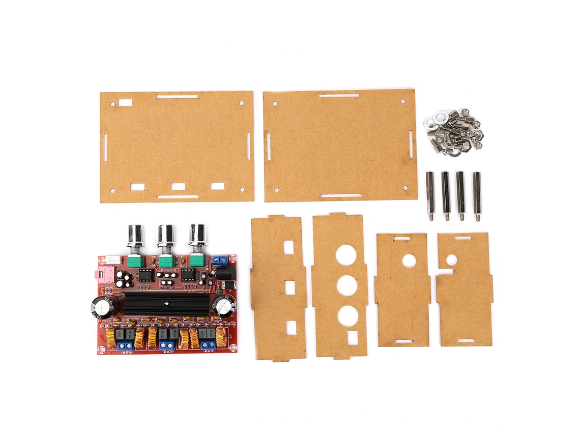 Placa amplificadora digital para subwoofer TPA3116D2, 2.1 canais, 50W+100W, caixa de acrílico, 12/24V DC