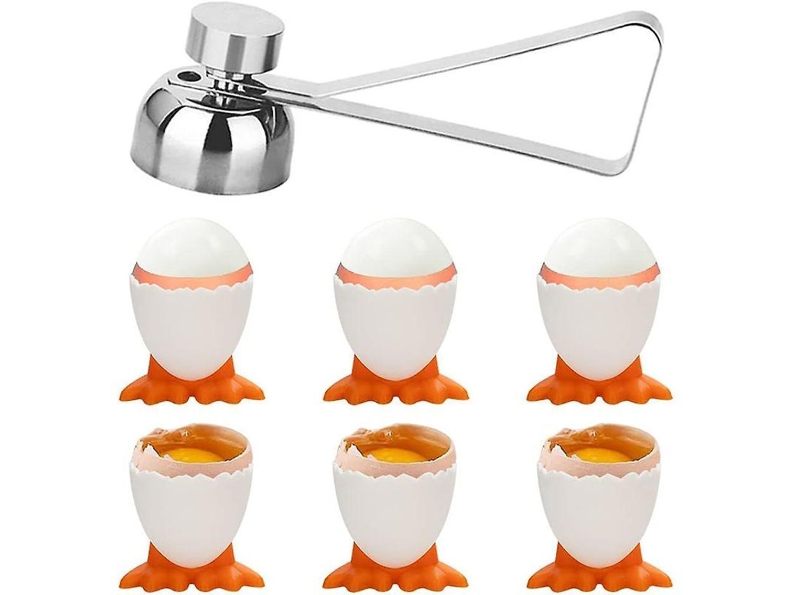 Conjunto De Copo Para Ovos Com Abertura De Ovos - Forma De Galinha Cute, 6 Peças, Material Pp Seguro Para Café Da Manhã Saudável
