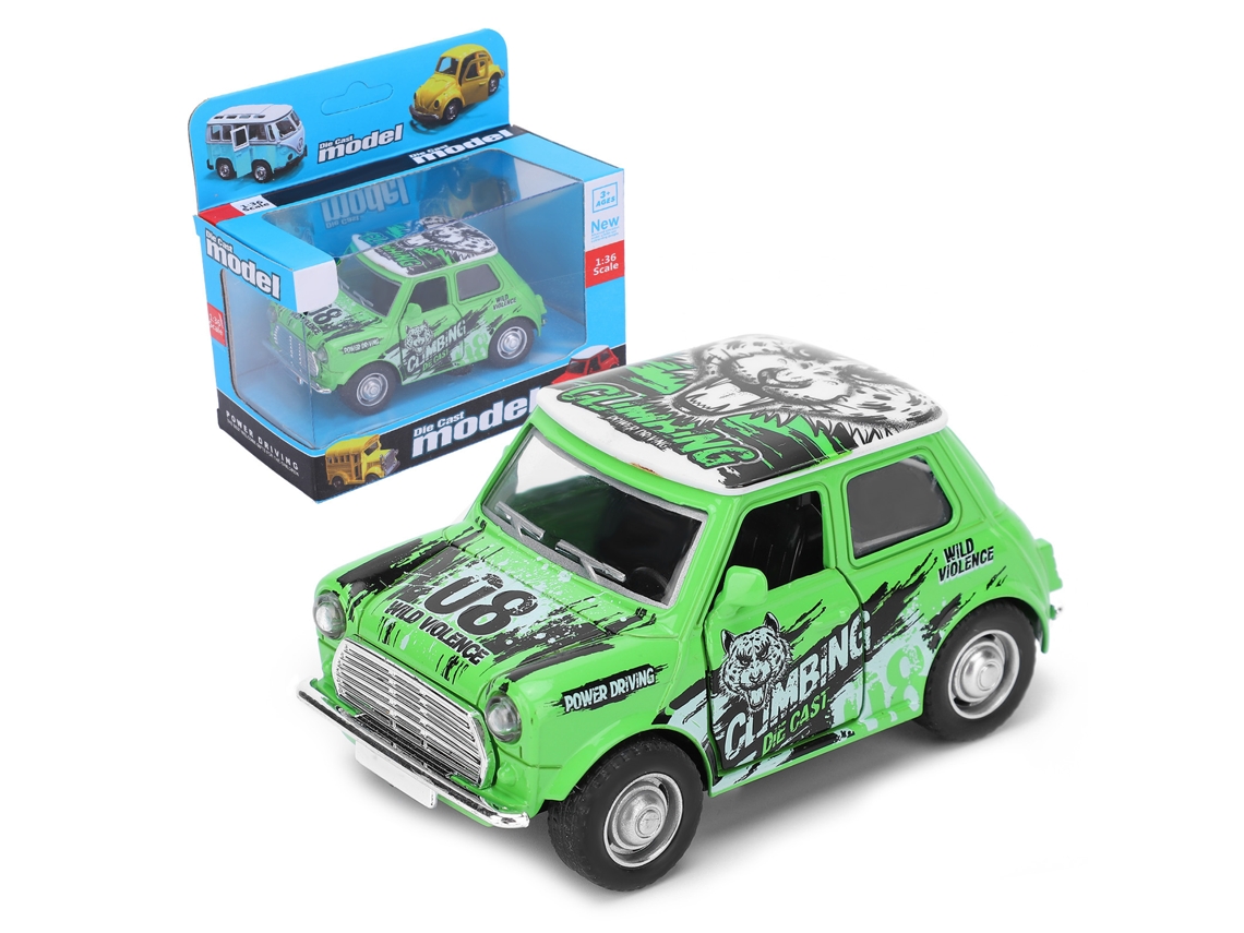 Mali modelo de Carro Mini 1:36 Graffiti com Tração Retrátil Luz e Som Presente Infantil Verde