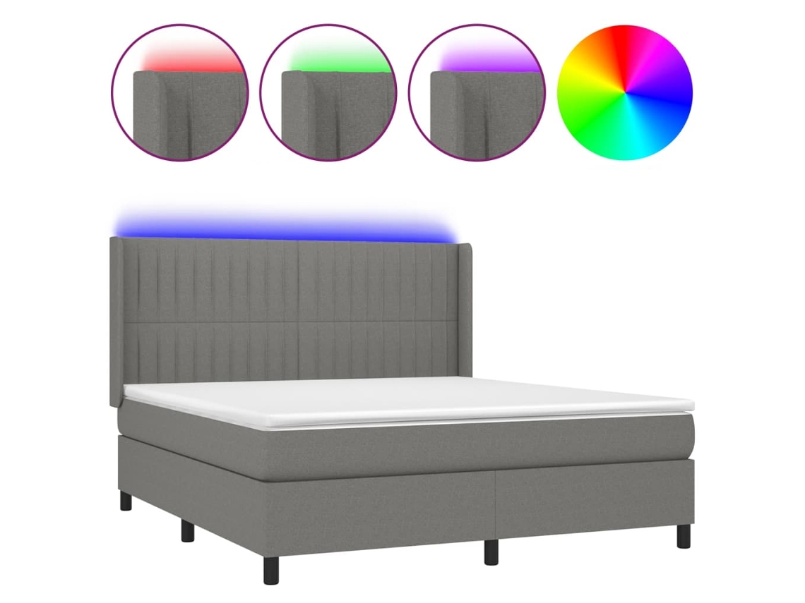 Box Spring Bed, Box Spring Beds Vidaxl Cinzeto Tecido (180 X 200 Cm)