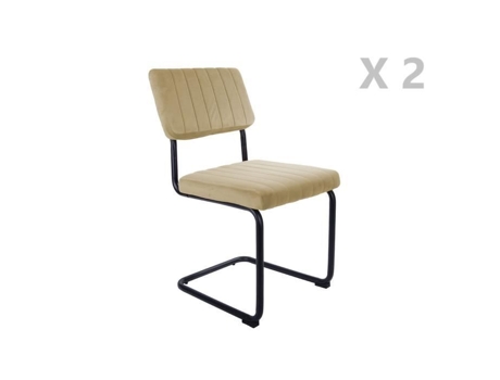 Cadeiras cantilevers de design de veludo afiado - LEITMOTIV - Conjunto de 2 - Bege - Metal