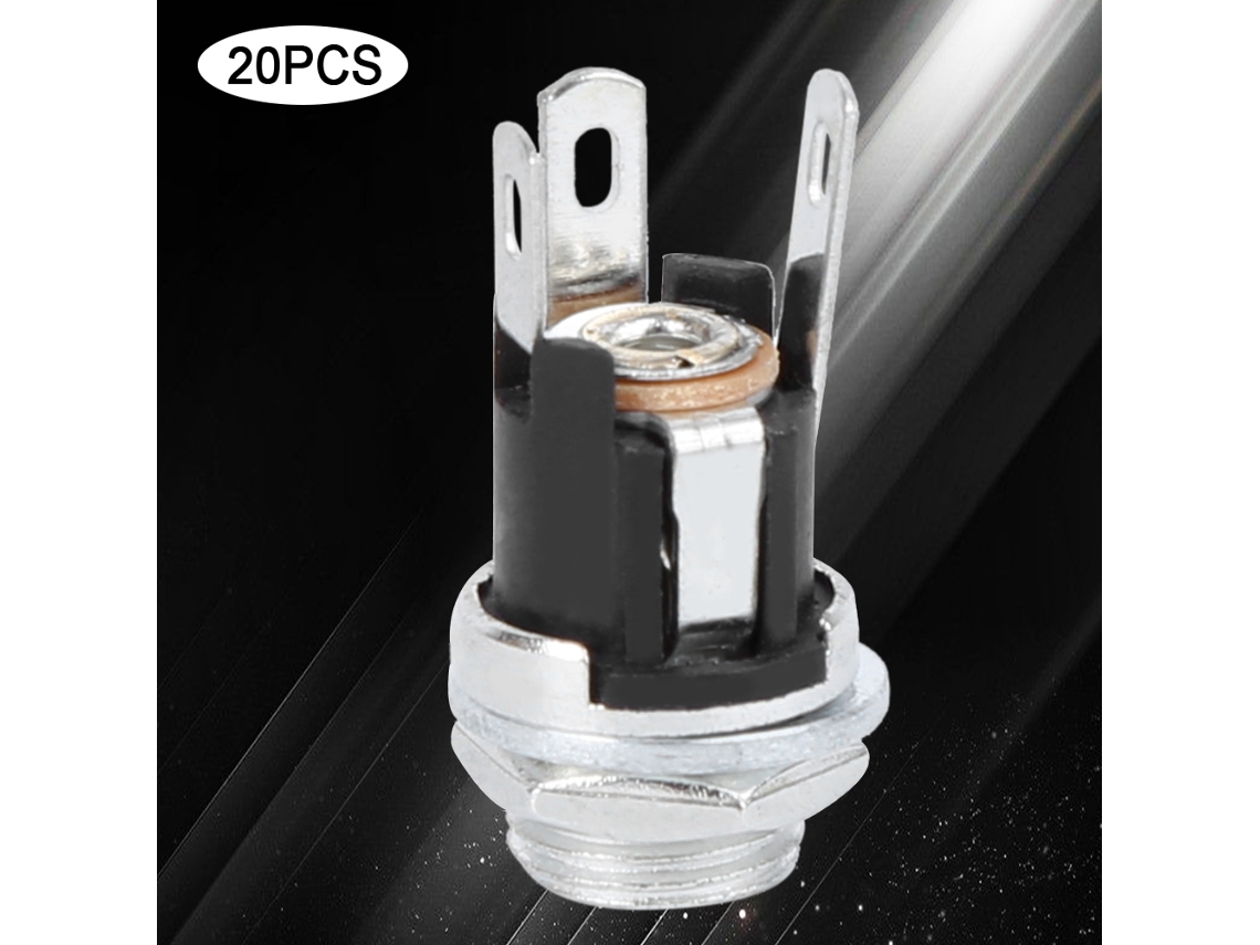 Laxiscreed Conector De Tomada Dc Feminina 5.5x2.1mm Com Porca Roscada Para Painel