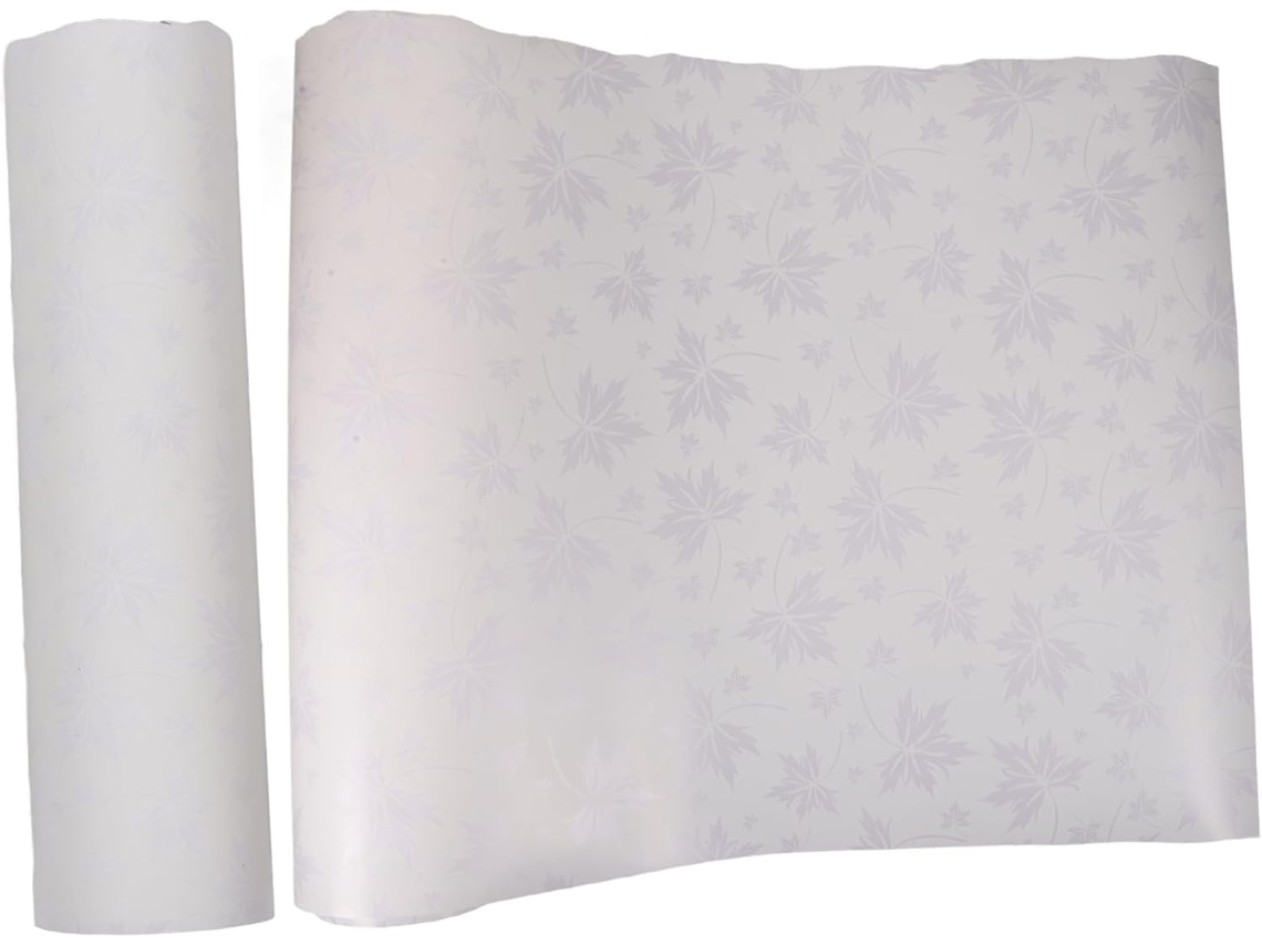 2 Rolos de Material para Abajur Diy, Pvc Translúcido com Estampa de Folha de Bordo Branca, Película Elegante para Luminária. SFUSHOS
