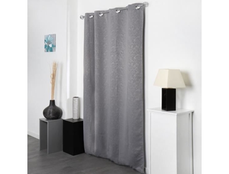 Cortina Blackout com Padrões Tom Sobre Tom 8 Ilhós Cinza 140 X 240 Cm EMINZA