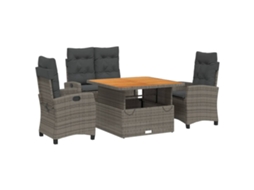 Garden Dining Set, Garden Dining Sets Vidaxl Cinzeto Rattan / Vime (mesa Com 110 Cm De Comprimento)