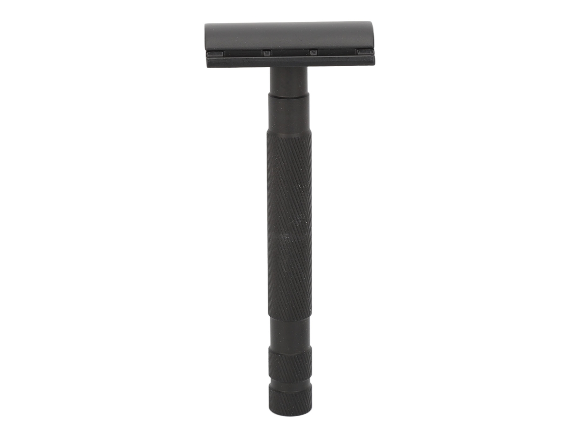 2026 porta Cuchillo de Barba de Doble Filo Manual Con Mango Largo Reutilizable Antideslizante Negro