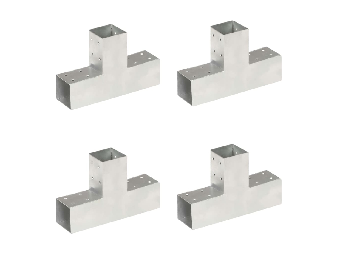 Vidaxl Bases Para Poste Em Forma De T 4 Pcs 71x71 Mm Metal Galvanizado