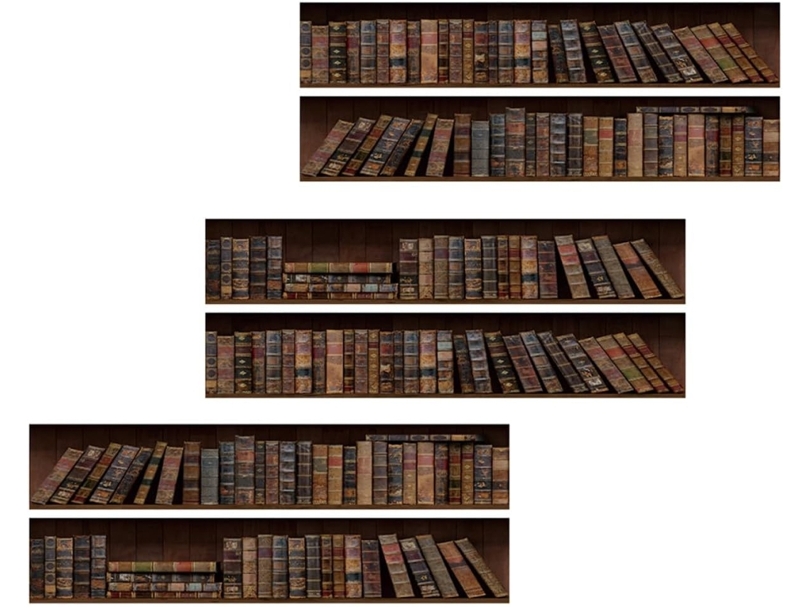 Adesivos Parede Impermeáveis Pvc Escadas 6 Peças Design Simula Biblioteca Fáceis Aplicar Decoração Moderna GOKOCO
