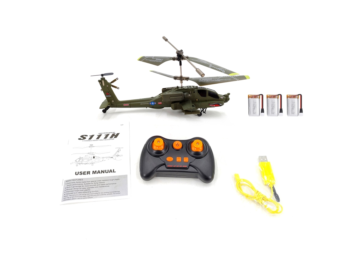 Helicóptero Controle Remoto Syma S109h Com Altitude Fixo 2.4ghz Brinquedo Para Crianças E Adultos 3 Baterias