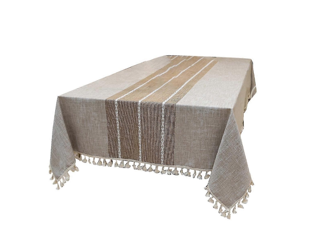 Toalha De Mesa Retangular De Algodão E Linho (marrom)
