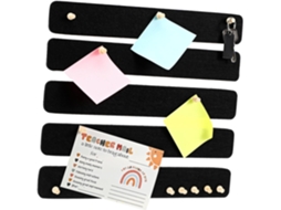 Conjunto de 5 tiras de feltro preto para mesas, avisos, fixação de rostos, multiuso para anotações, fotos e outros itens.