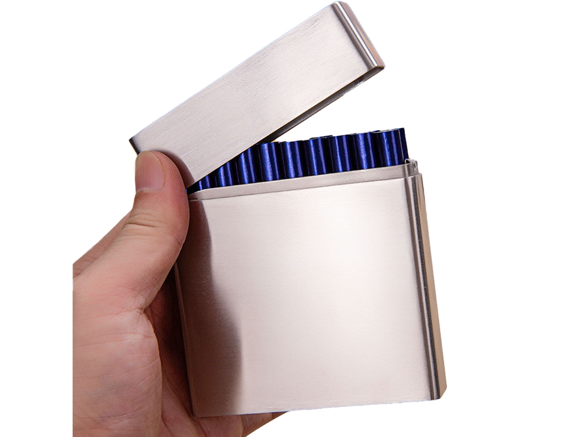 Estojo Elegante Para Cigarros Com Interruptor Magnético, Suporte Para Cigarros Em Metal Escovado Que Oferece Proteção À Prova Dágua Para Seus Cigarro