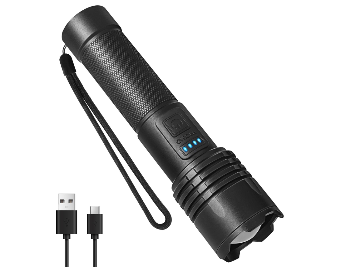 Lanterna Recarregável De Alto Lúmen, Lanternas Led Super Brilhantes Com 3 Modos, Luz De Flash Portátil Poderosa À Prova D'água Ipx6 Para Cam