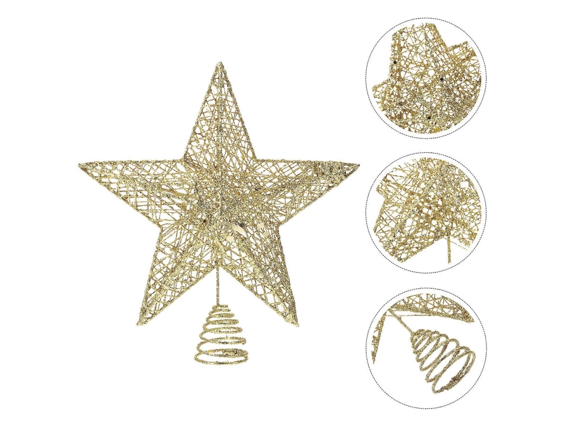 Estrela Mole da Árvore de Natal Em Ferro Com Glitter Dourado