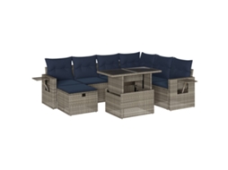 Conjunto de Sofá de Jardim, 8 Peças, Almofadas, Rattan Cinza MAISON EXCLUSIVE