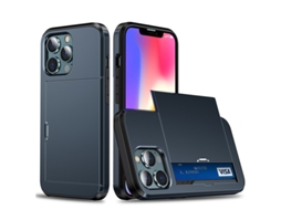 Capa Para Iphone 17 Air Azul Marinho, Com Compartimento Retrátil Para Cartão, Resistente A Impactos E Quedas.