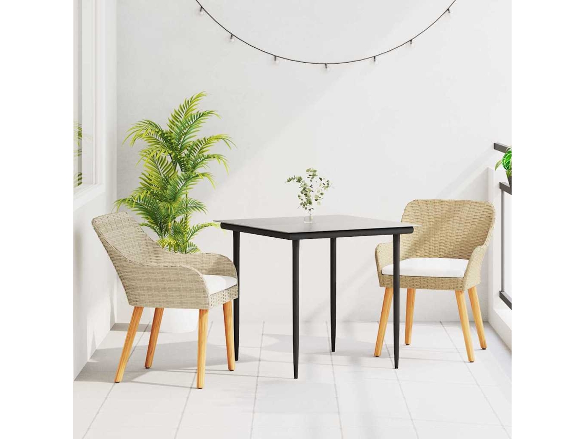 Vidaxl Conjunto De Jantar Para Jardim 3 Unid. Bege Vime Pe