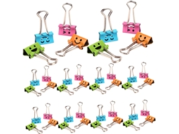 Pacote com 40 alfinetes Carinha Sorridente em metal, resistentes e ideais para decoração escolar.