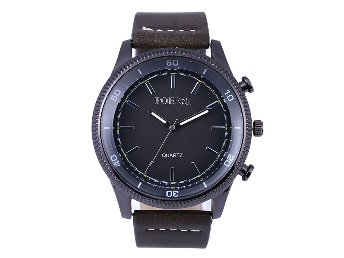 Relógio Masculino de Quartzo com Pulseira de Couro Pu Dial Redondo Grande Fashion Cinza
