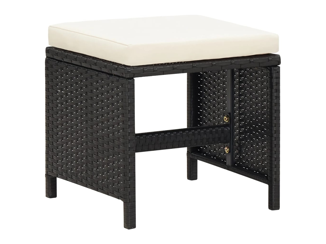 Maison Exclusive - Bancos De Jardim 4 Pcs Com Almofadões Vime Pe Preto