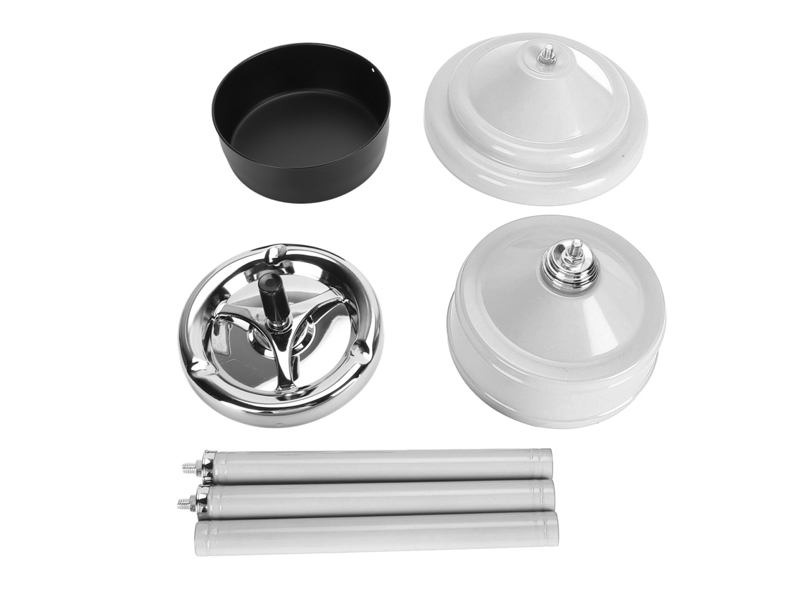 Cinzeiro de Pé Autolimpante com Altura Ajustável Detachável para Interior Exterior Branco
