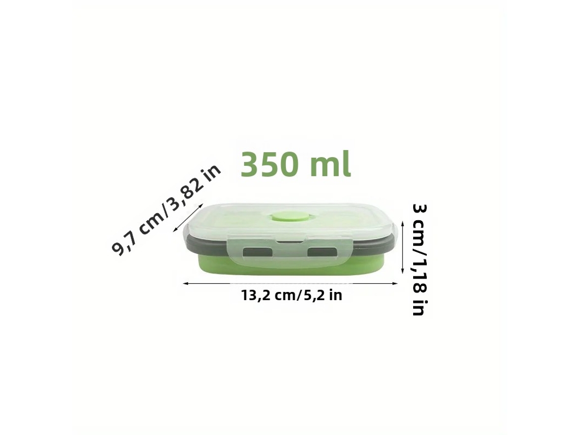 Recipiente Dobrável De Silicone Para Alimentos (350 Ml), Próprio Para Micro-ondas.