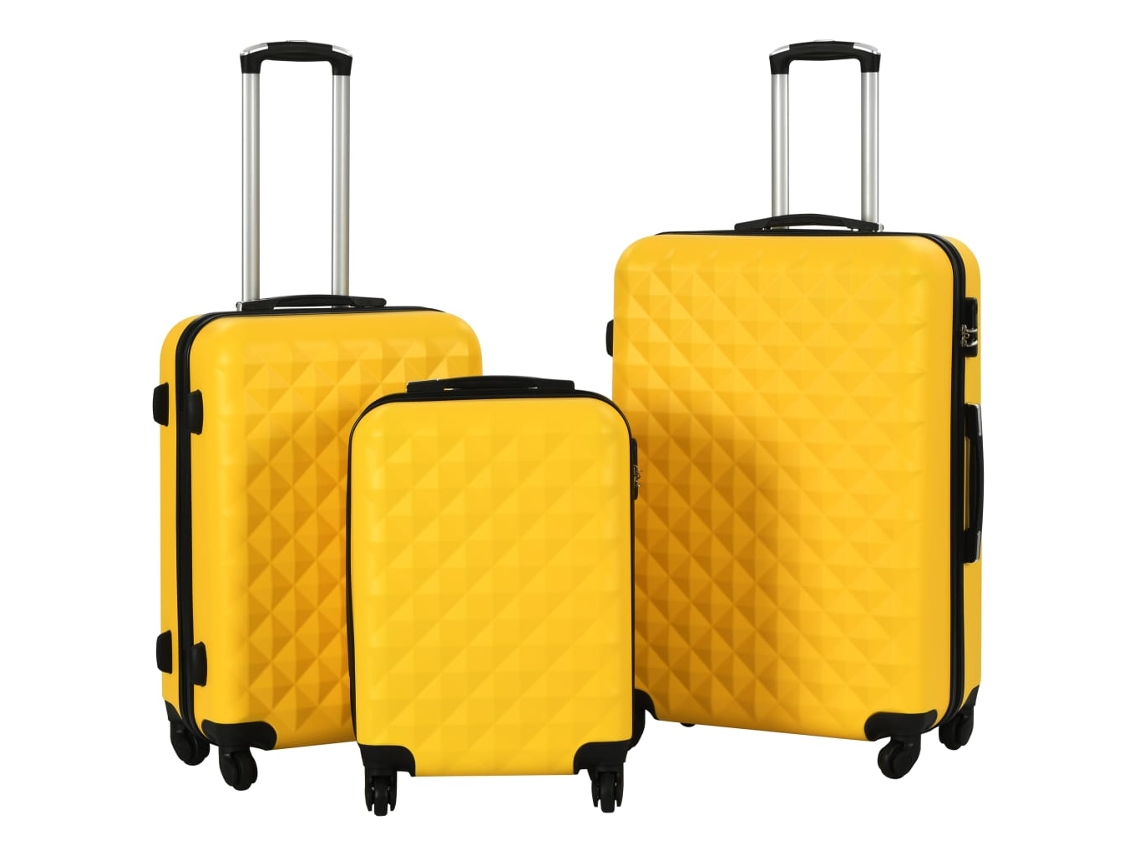 Vidaxl Conjunto De Tróleis Estojo Rígido 3 Pcs Abs Amarelo
