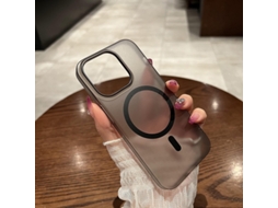 Capa Transparente Preta Magnética Fosca Para Iphone 17