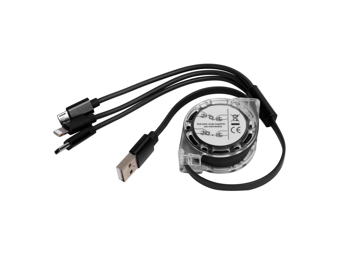 Cabo de Dados LAXISCREED 3 em 1 Retrátil Usb c Preto