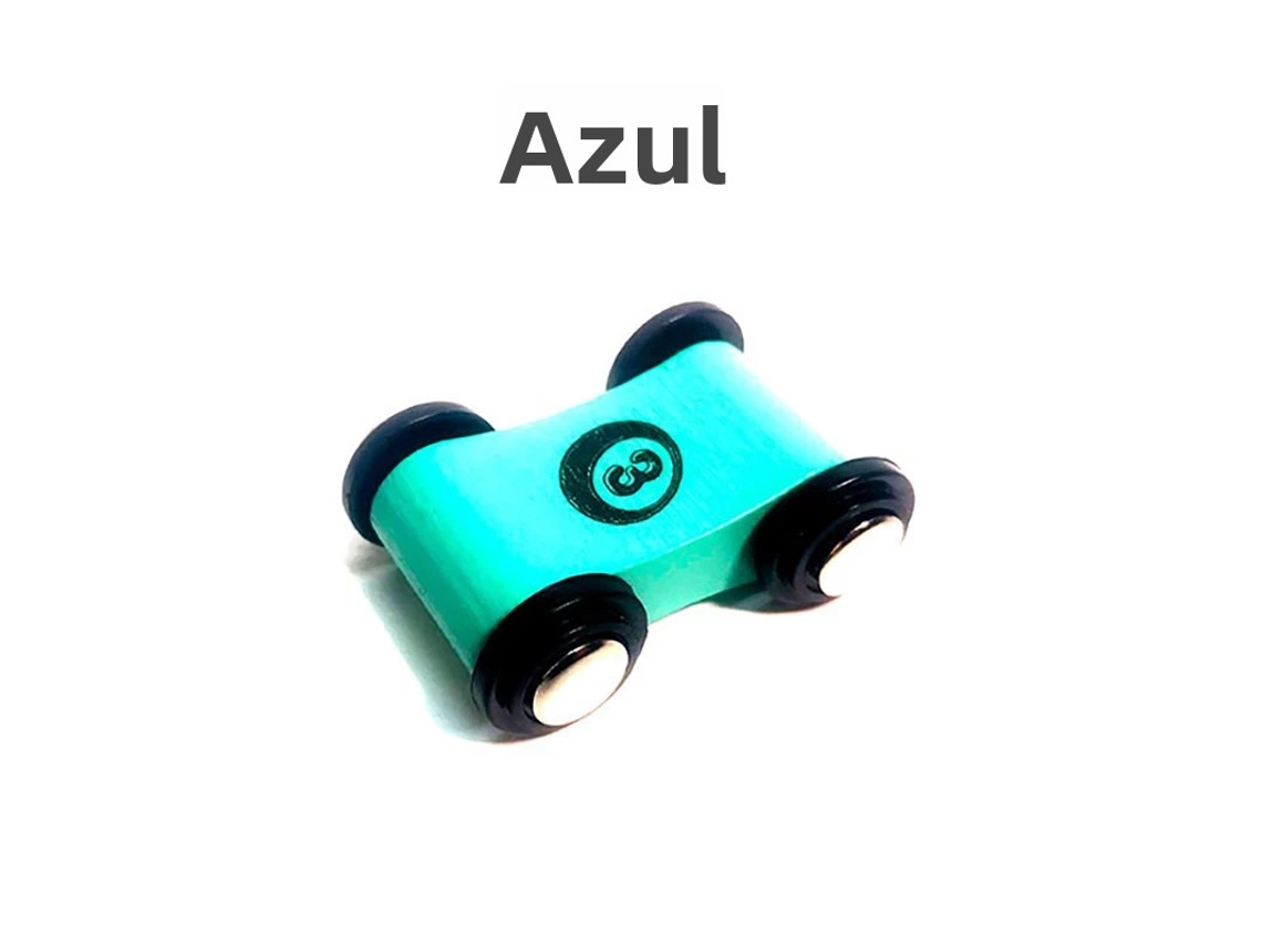 Carrinho de Brinquedo Educativo Infantil de Madeira com Pistas e Escorregadores, Mini Carro de Corrida MDUG (azul)