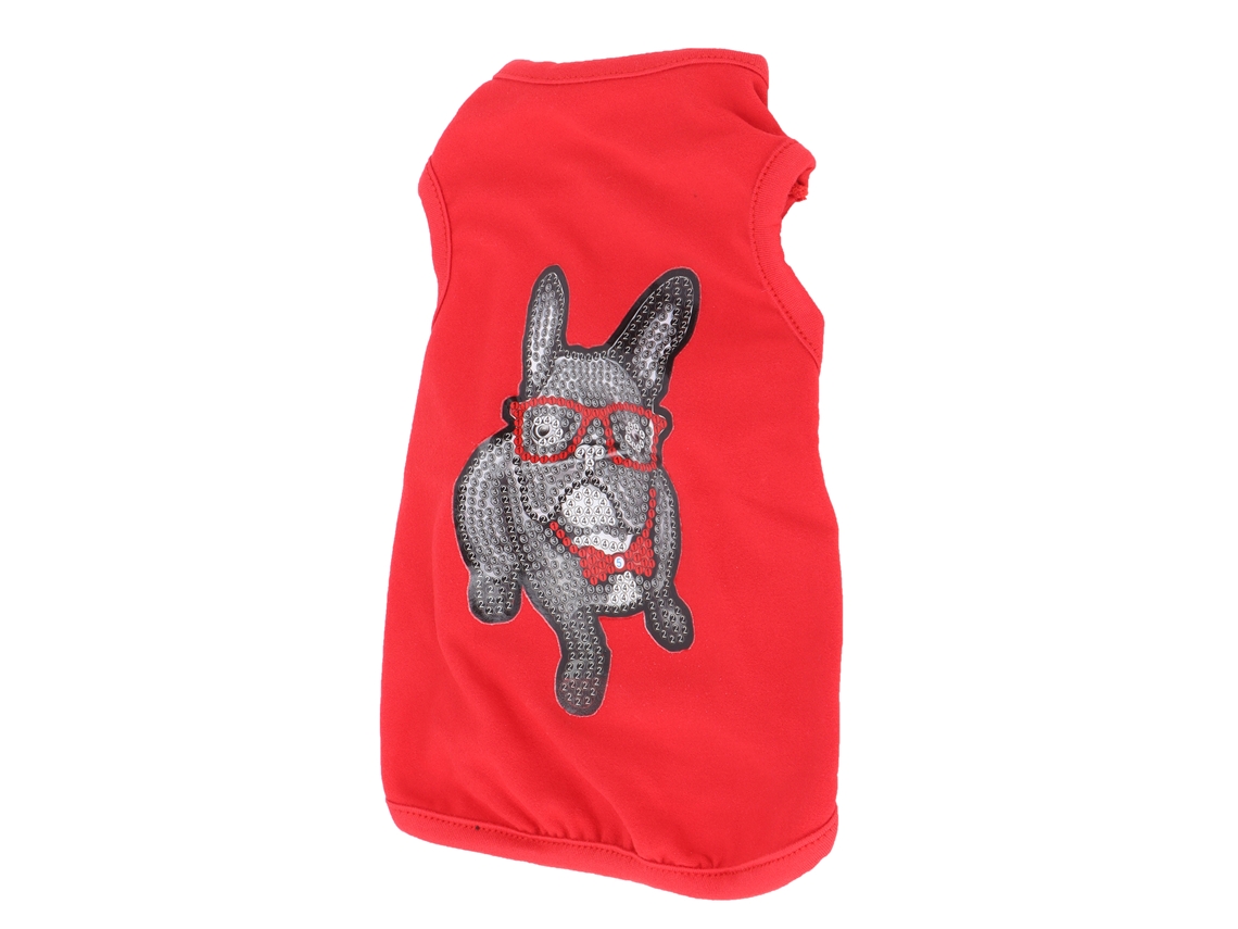 Camiseta Para Cães Bonita Suave Transpirable Com Pedras Strass Padrão Canino Roupa Mascotas Filhotes Decoração Proteção Vermelho S