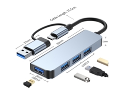 Hub Type C Para Usb 3.0 Com 4 Portas Estação De Docking Ultra Fina Plug And Play