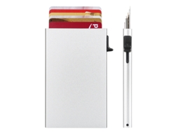 Porta-cartões Carteira Eifson Rfid Fino Metal Pop-up Alumínio Minimalista Prateado