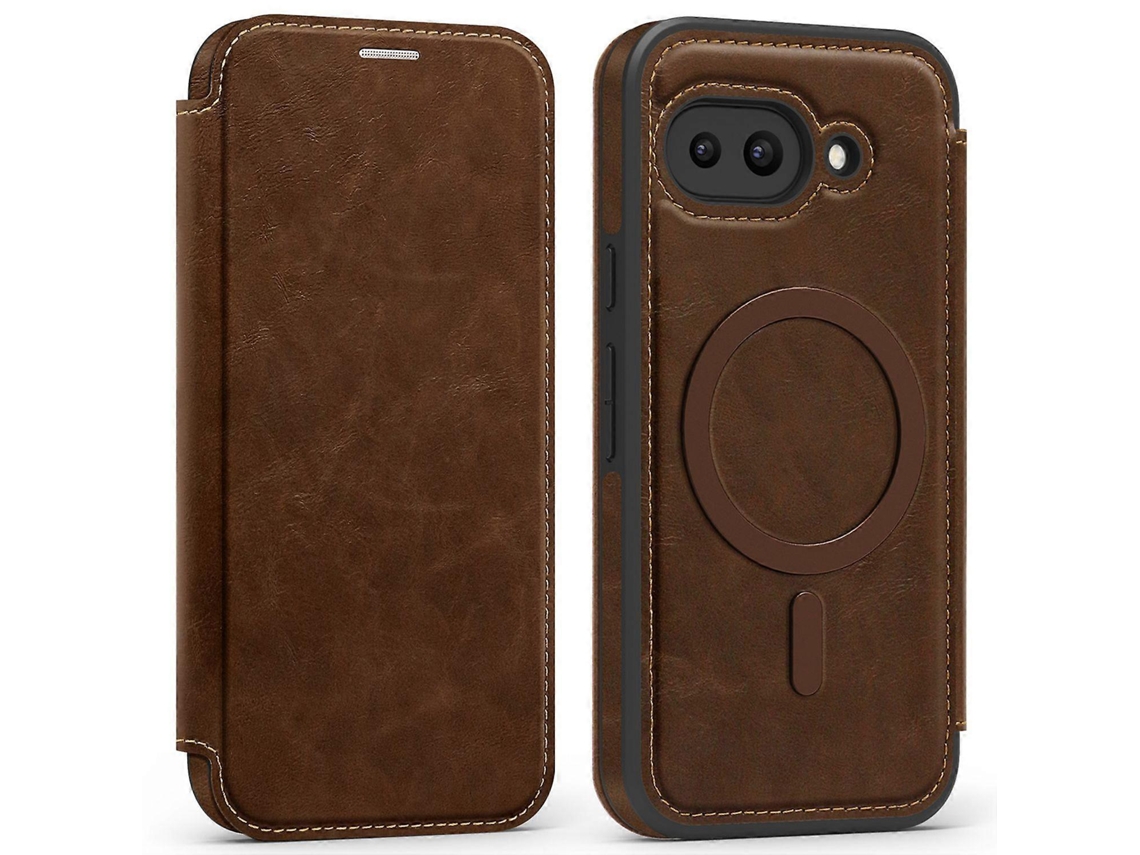 Capa De Couro Para Google Pixel 9a Compatível Com Suporte Para Cartão Magsafe Com Bloqueio Rfid