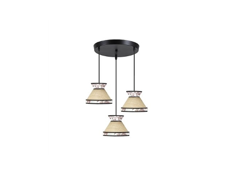 Luminária De Teto Constantinople, 3xe27, Altura Regulável , Bege E Vermelho Fabrilamp (lâmpadas Não Incluídas)