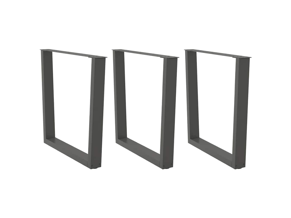 Vidaxl Pés Para Mesa De Jantar Em V, 3 Peças, Antracite, 90x (72-73,3) Cm, Aço