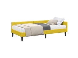 Conjunto de 2 Estruturas de Cama de Canto com Colchão Amarelo Veludo MAISON EXCLUSIVE (não especificado)