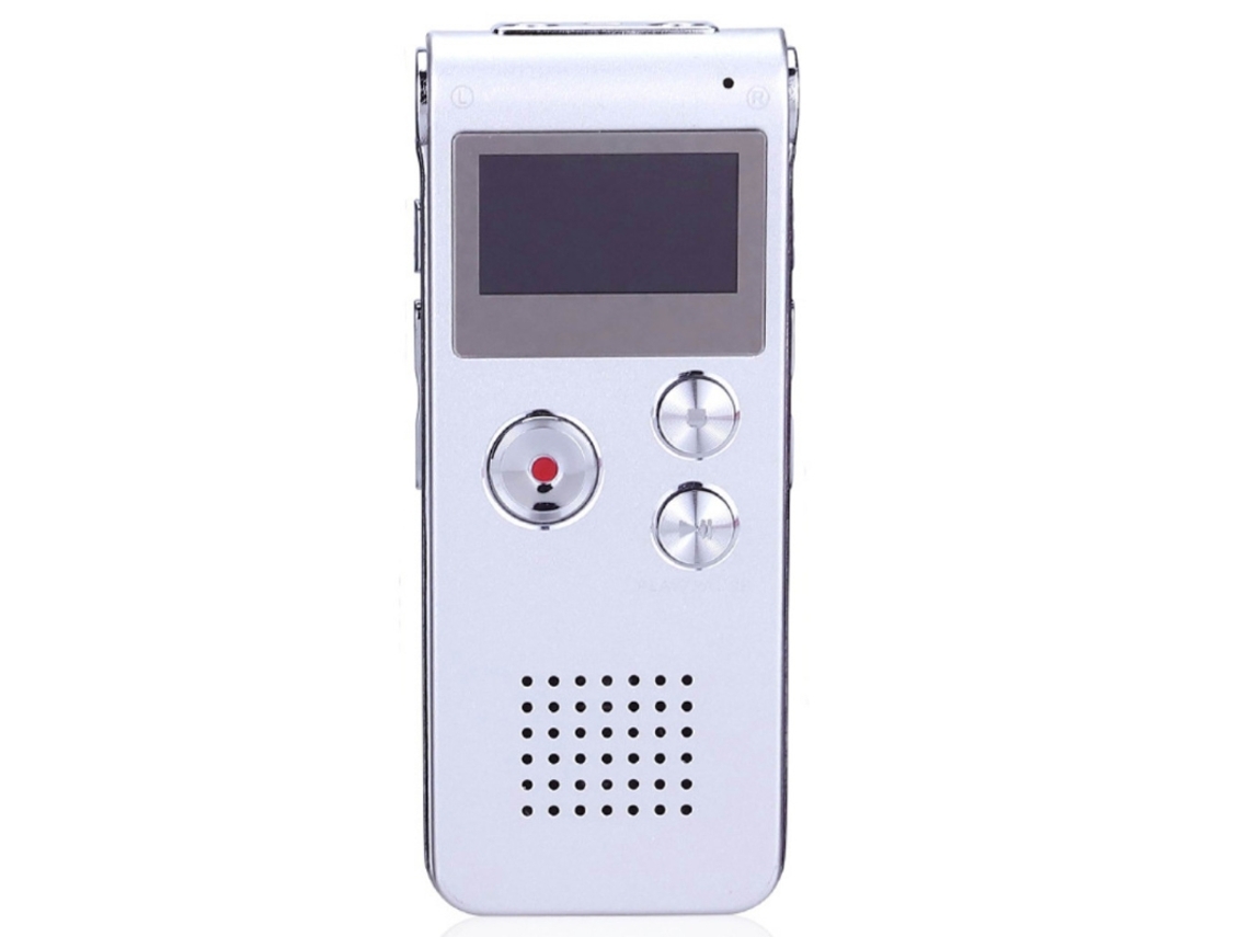 Gravador de Voz Digital Gravador de Áudio de 16 Gb Mini Gravador Portátil de Fita com Reprodução Usb Prata
