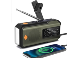 Rádio de Emergência com Manivela e 3 Lanternas de Led, Adequado para Uso Interno e Externo em Acampamentos, Ramo do Exército AQUAFORGE