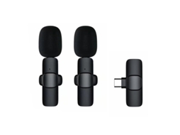 Microfone De Lapela Para Celular Sem Fio Usb C Preto Aquaforge