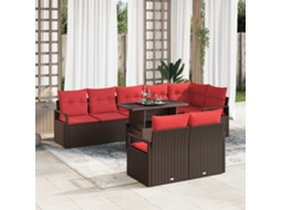 Vidaxl Conjunto De Sofá De Jardim 9 Pcs Castanho Rattan Sintético