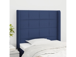 Vidaxl Cabeceira De Cama C/ Abas Tecido 83x16x118/128 Cm Azul